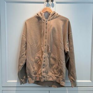Brandy Melville Tan Zip-Up Hoodie